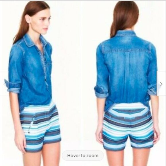 J. Crew Factory Pants - J. Crew Blue Stripe Textured Shorts